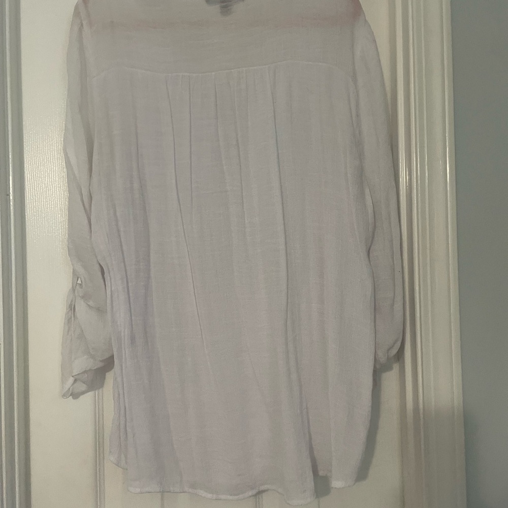 Gauze Zac & Rachel Woman’s White Button-Up Top 2X - Picture 4 of 5